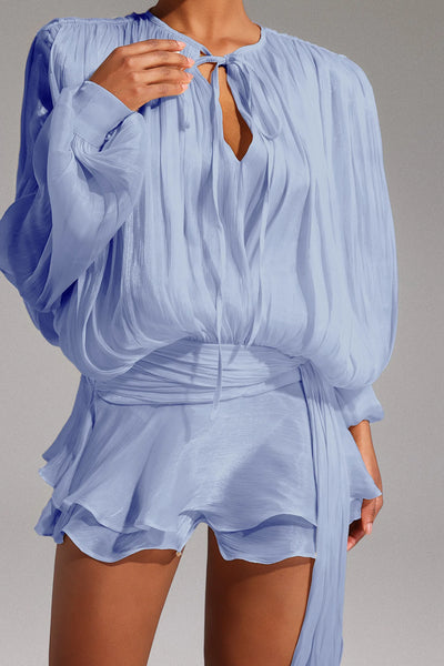 Dekia Uzun Kollu Hollow Out Volanlı Mini Elbise