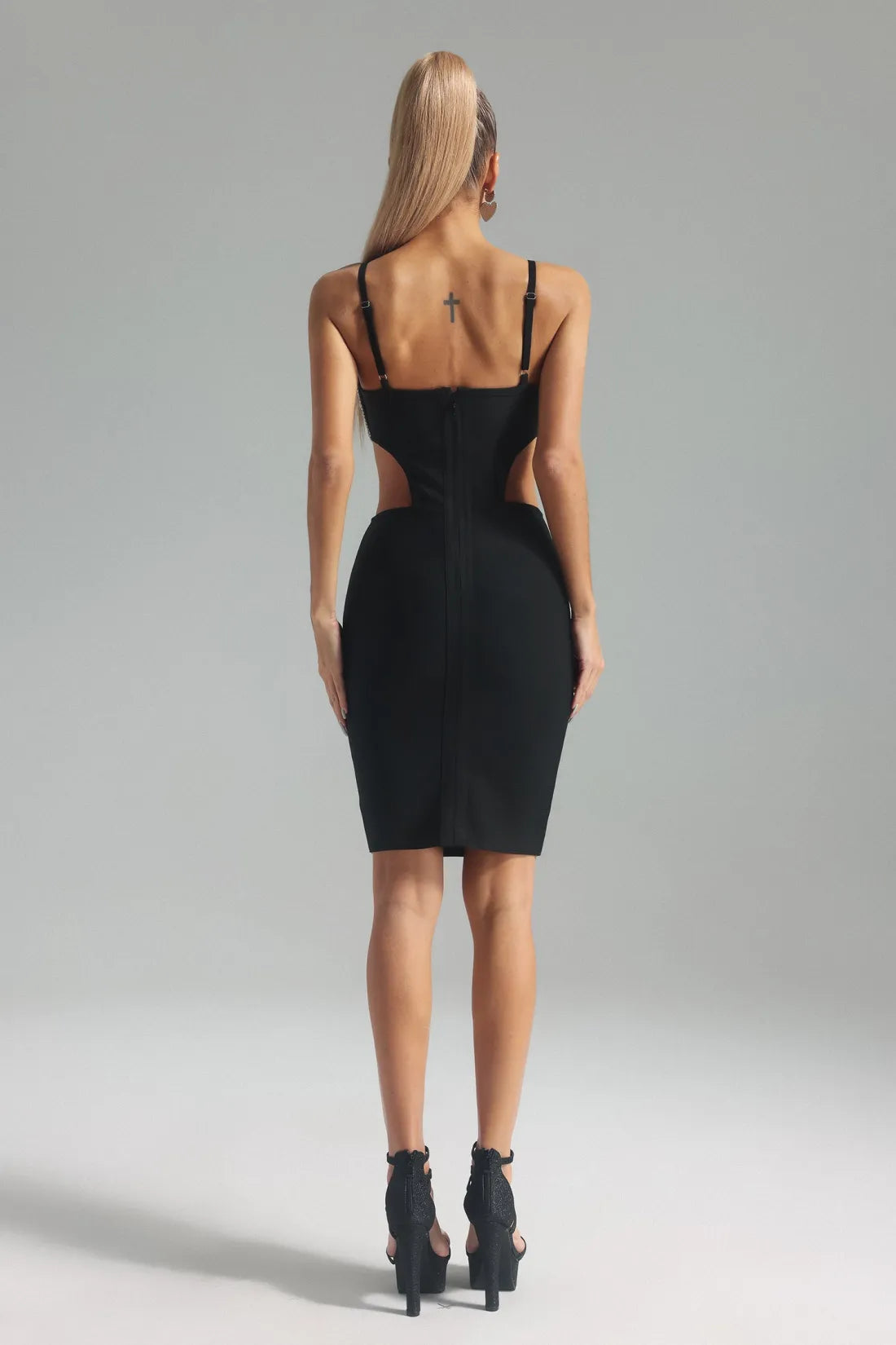 Phoebe Heart Diamond Süslemeli Midi Bandaj Elbise