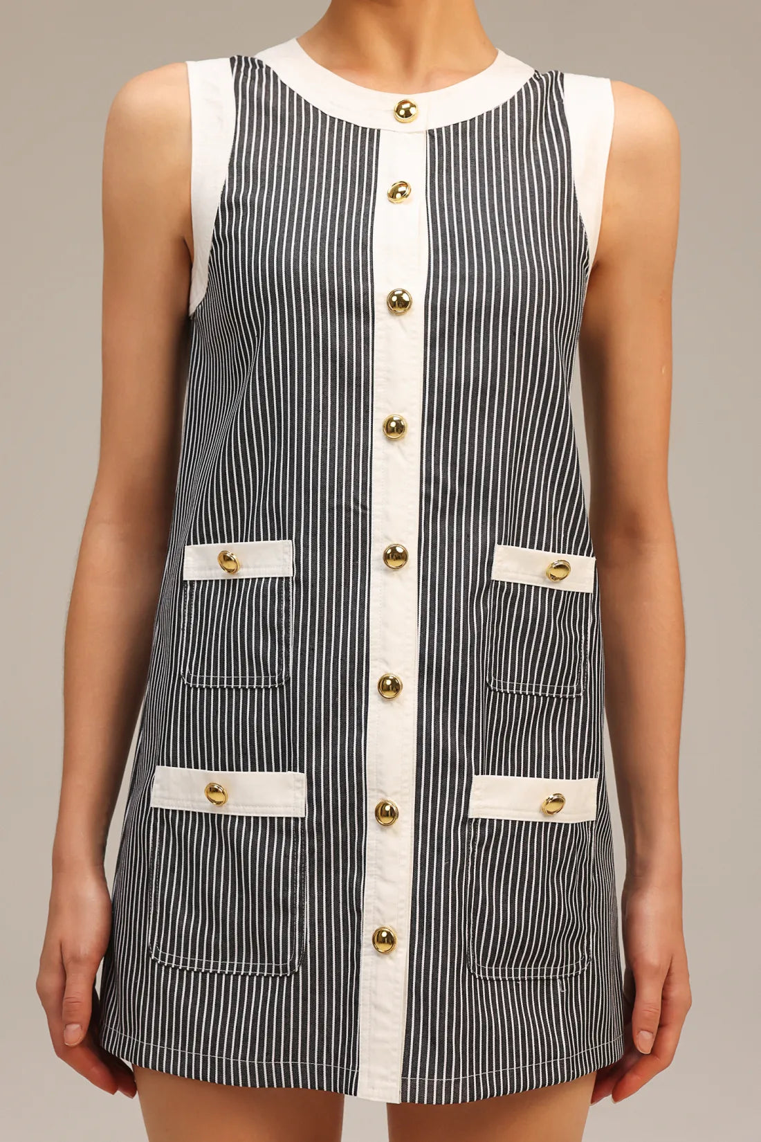 Opal Yuvarlak Yaka Kolsuz Mini Elbise