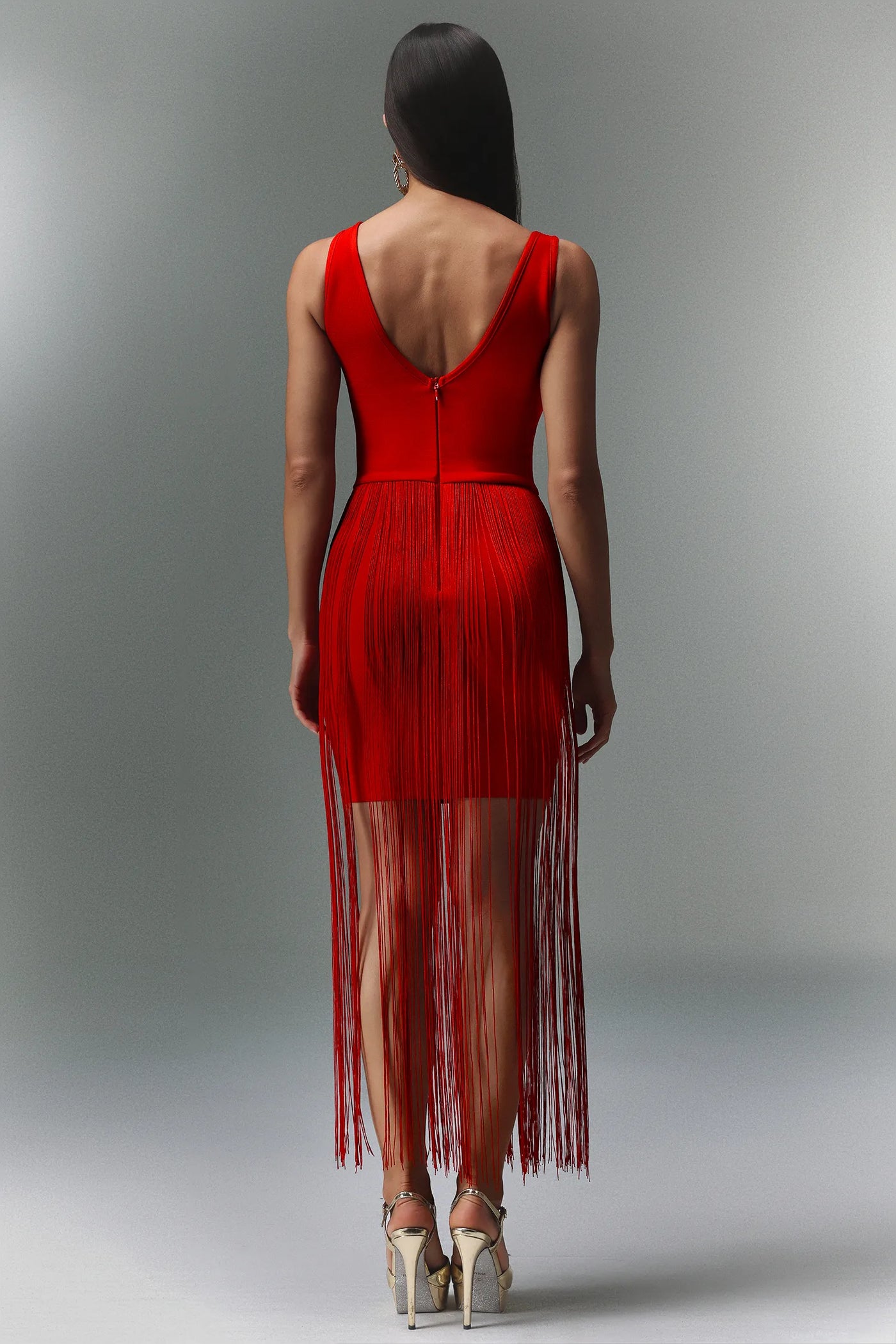 Dodou Kolsuz Püsküllü Bandaj Midi Elbise