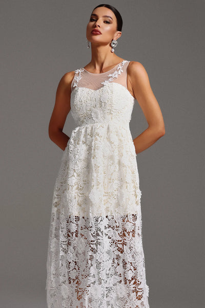 Emberson Kolsuz V Yaka Dantel Uzun Elbise