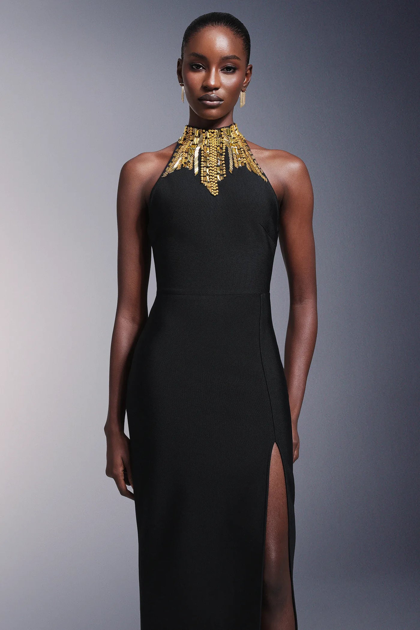 Tahoe Yüksek Yırtmaçlı Sırtı Açık Bandaj Uzun Elbise