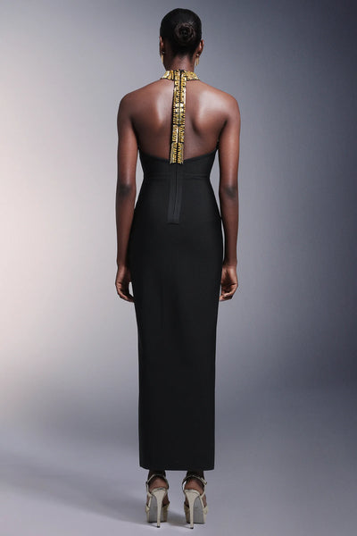 Tahoe Yüksek Yırtmaçlı Sırtı Açık Bandaj Uzun Elbise