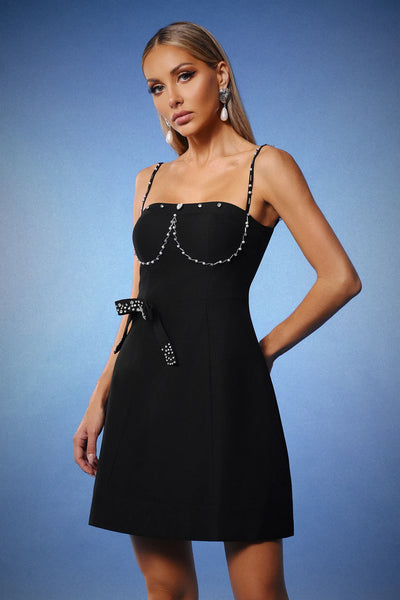 Lopez Kolsuz Elmas Fiyonklu Mini Elbise