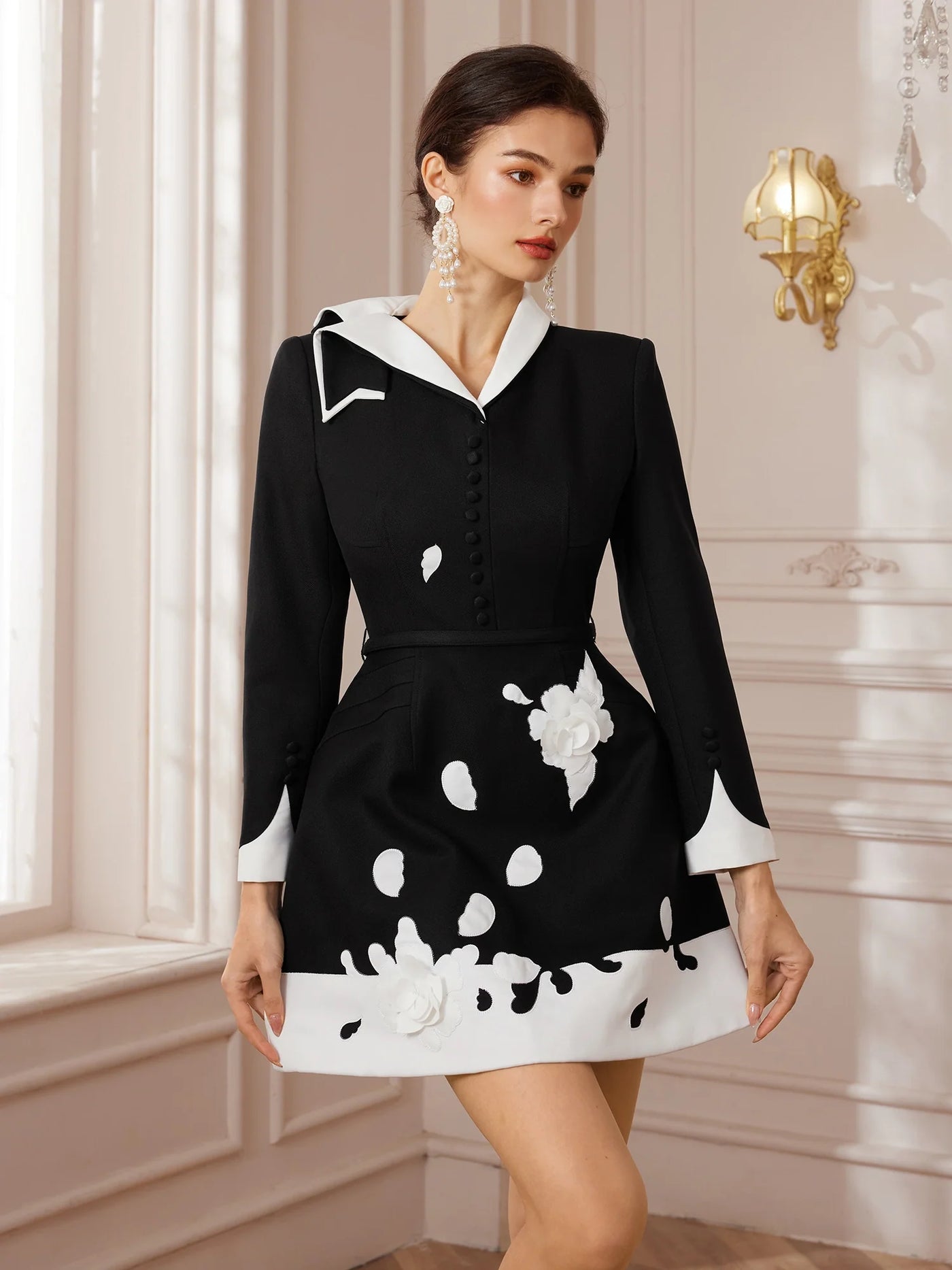 Premıum Aplike Tasarım Midi Elbise