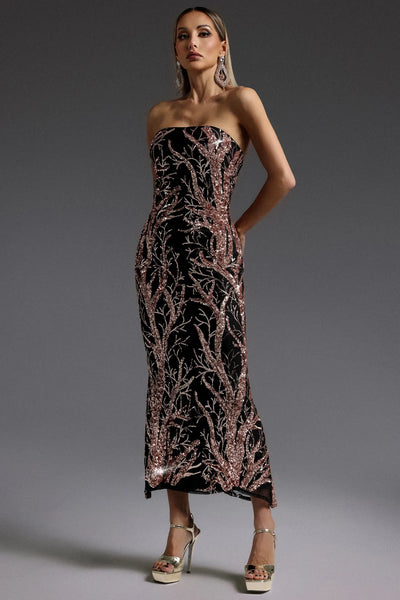 Kaylee Sleeveless Sequin Uzun Elbise