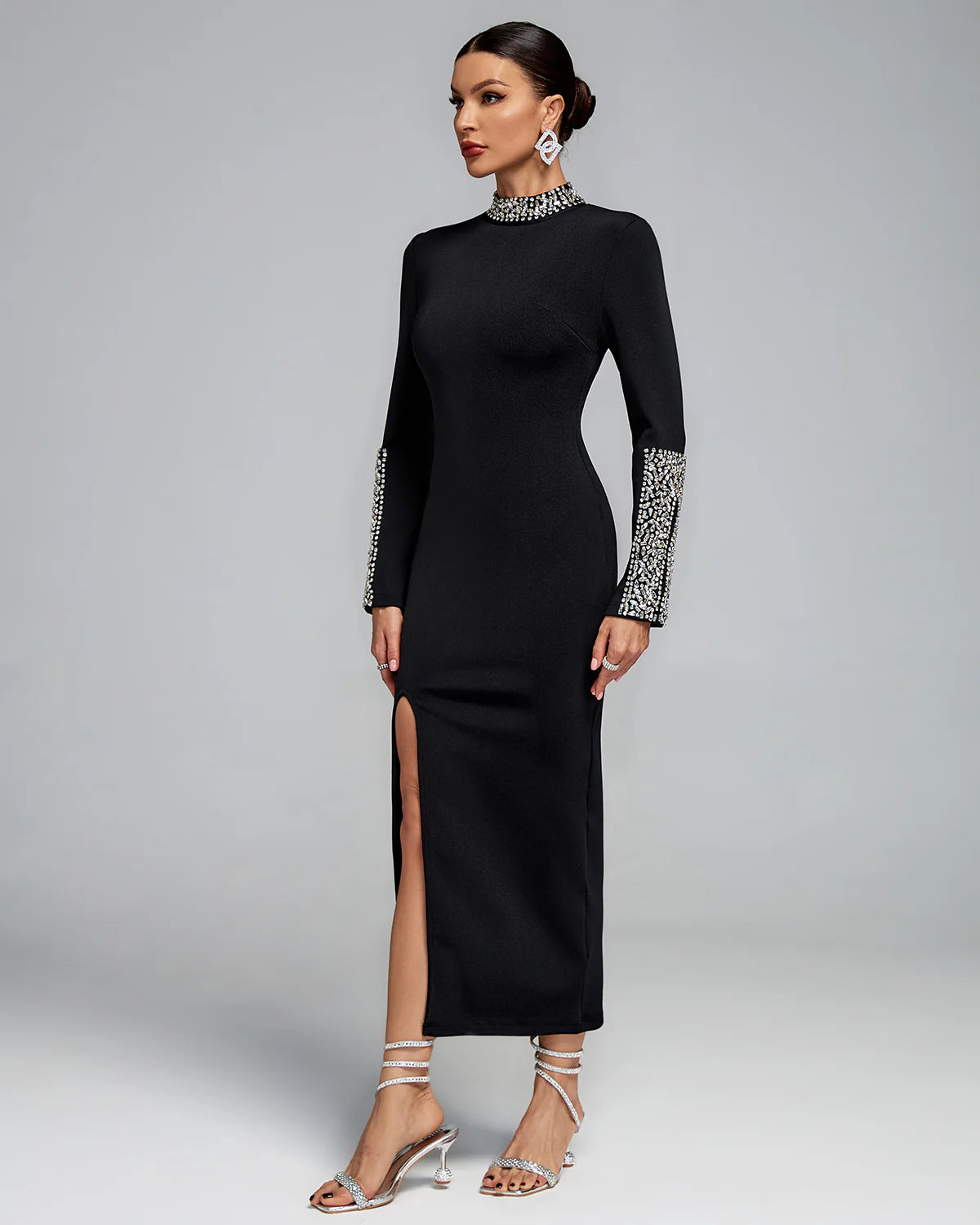 Mila Taşlı Bandaj Midi Elbise