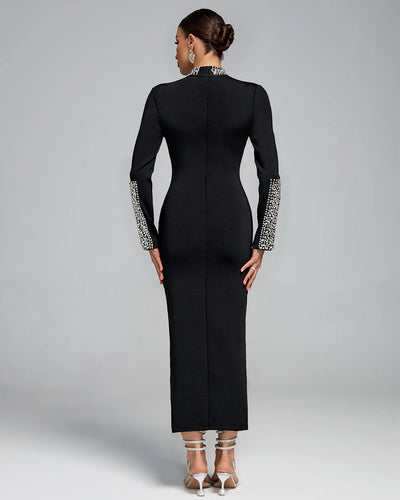 Mila Taşlı Bandaj Midi Elbise