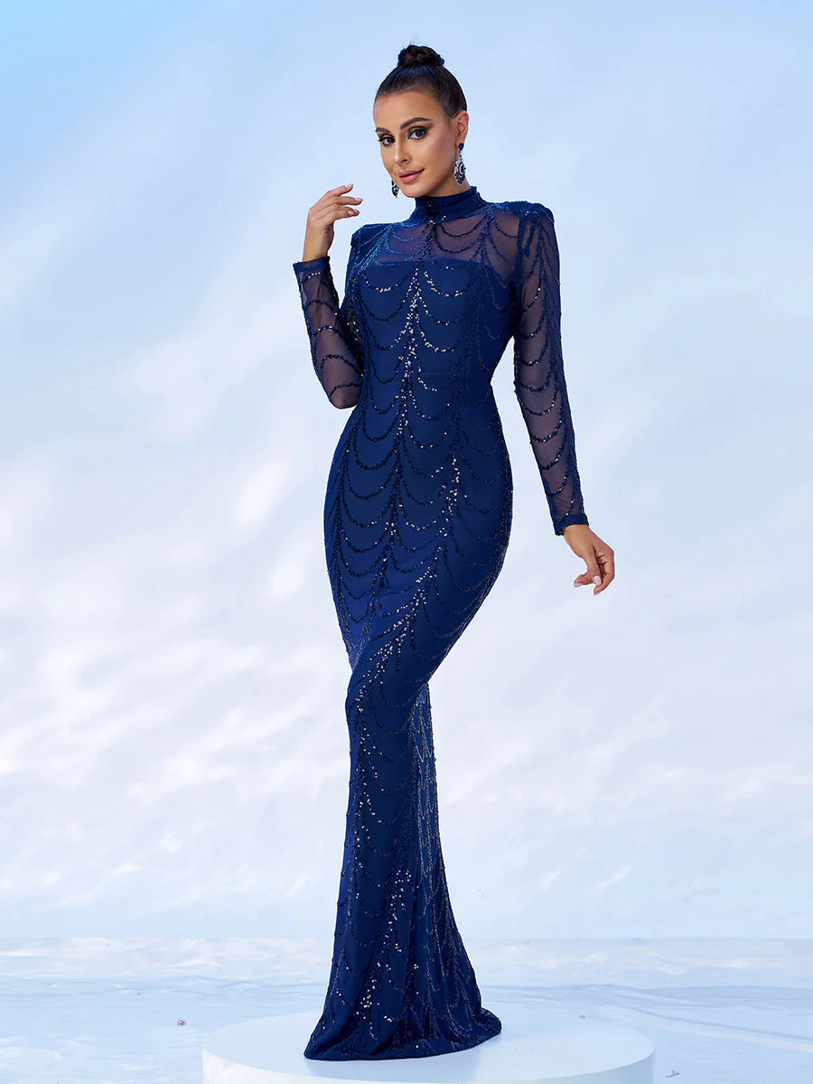 Palez Payetli File Uzun Elbise