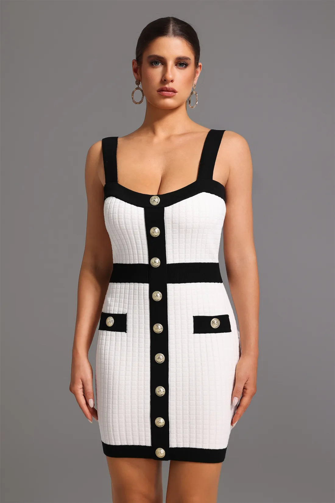 Tine Kolsuz Kare Yaka Mini Elbise