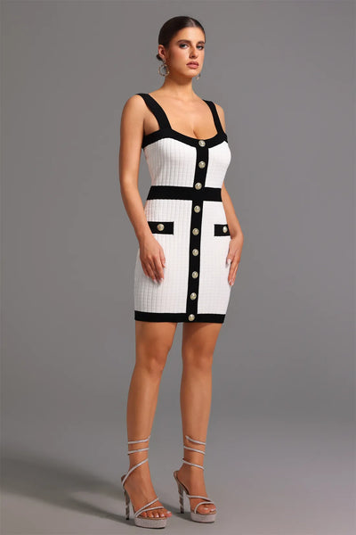 Tine Kolsuz Kare Yaka Mini Elbise