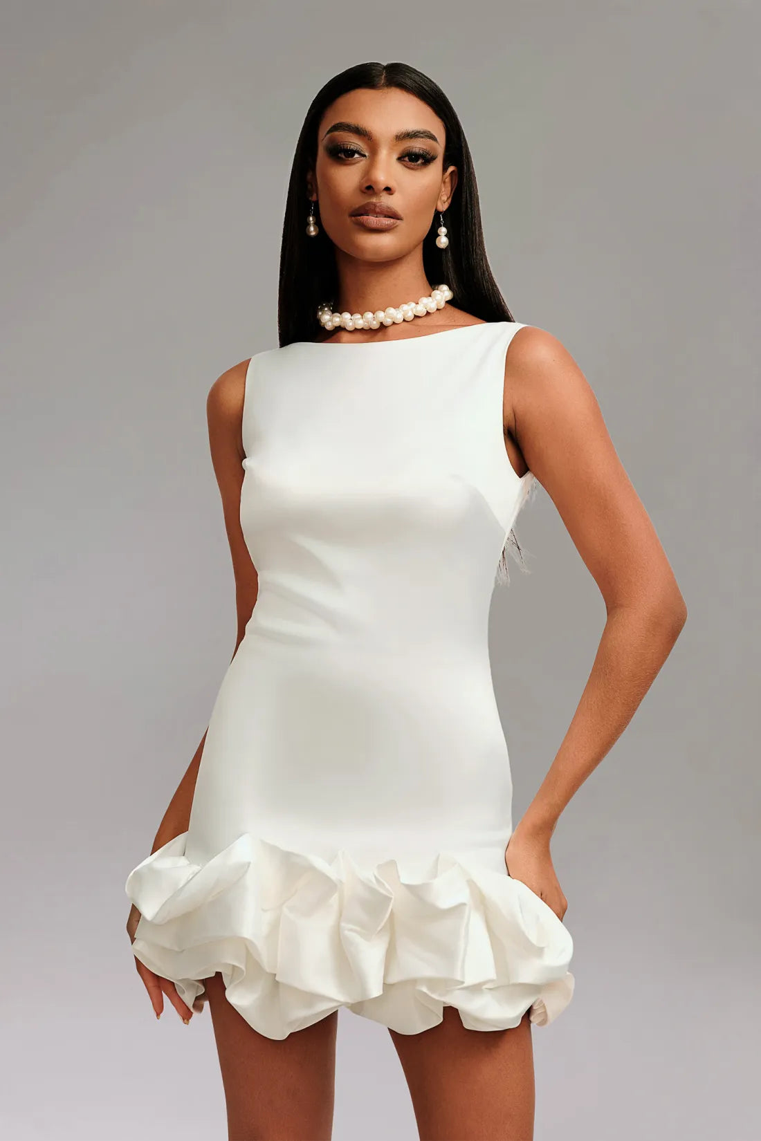 Samiya Slim Saten Mini Elbise