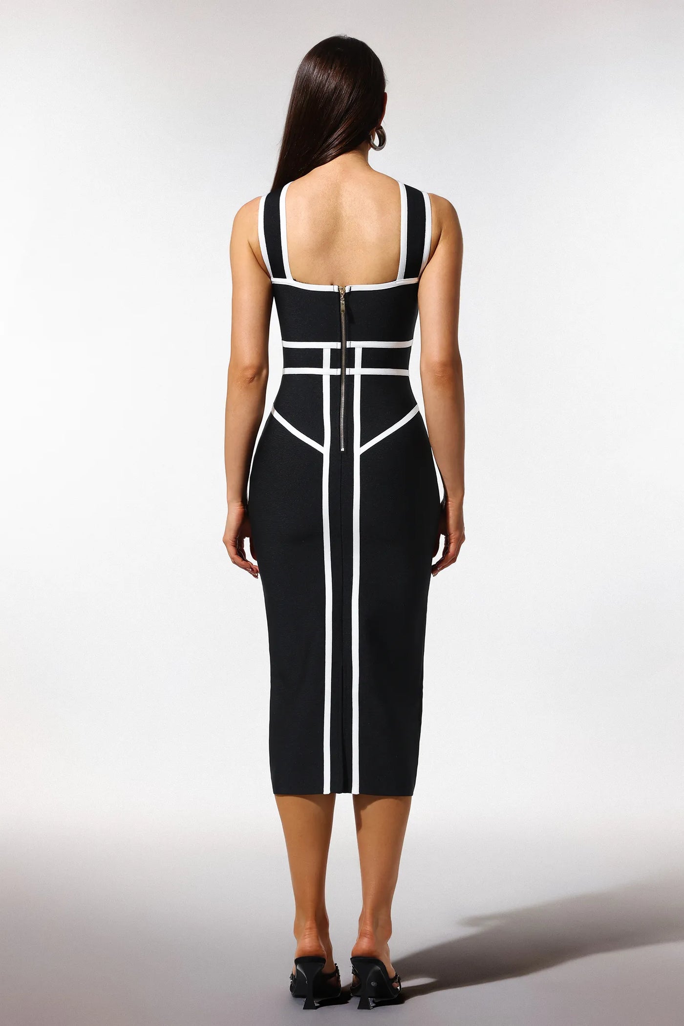 Serren Kolsuz Çizgili Bandaj Maxi Elbise