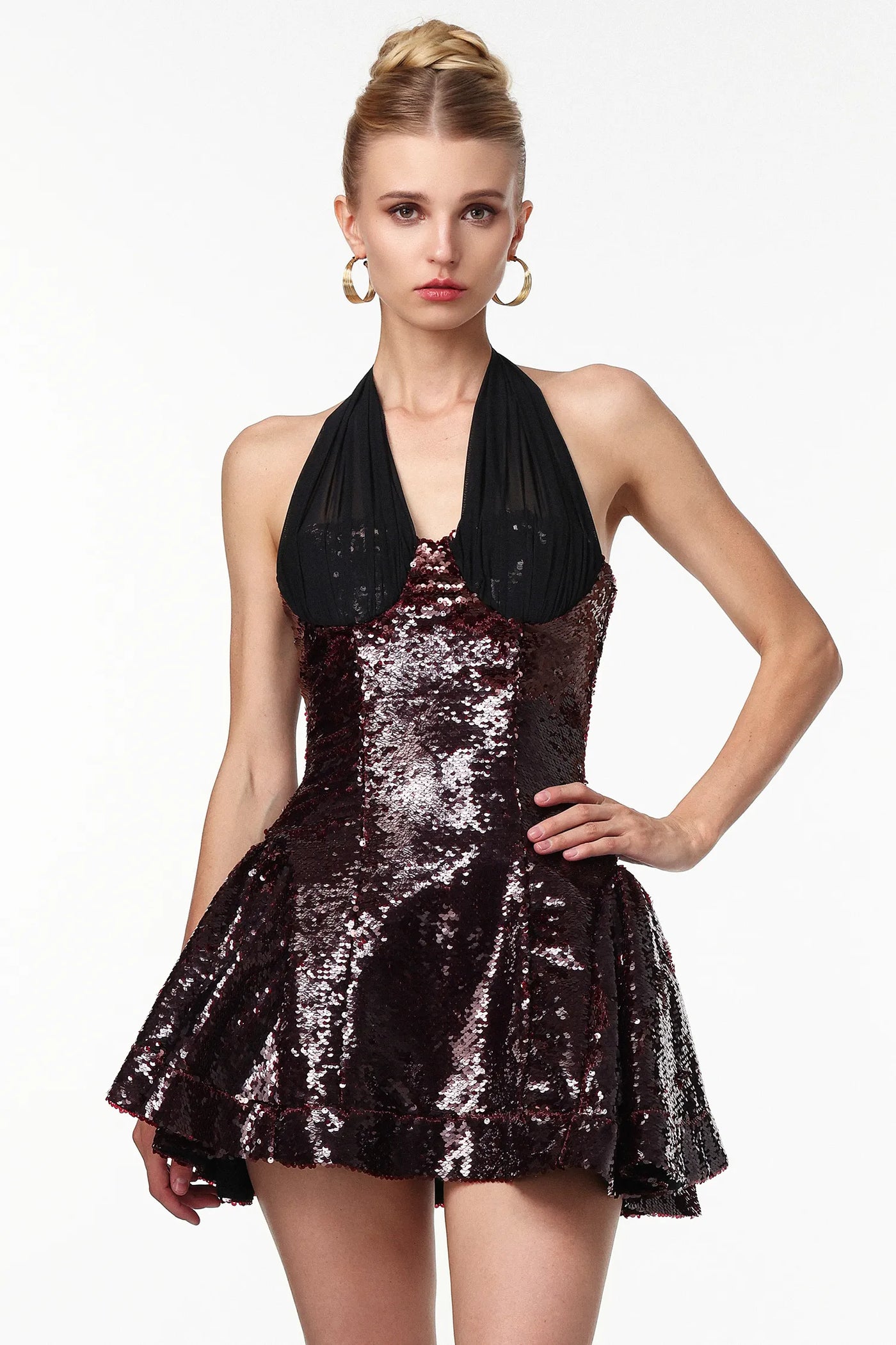 Askılı Payetli Mini Elbise