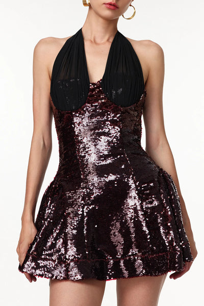 Askılı Payetli Mini Elbise