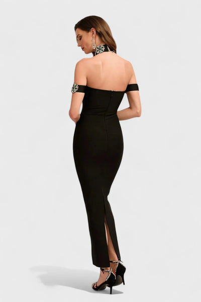 Alessandra Süslemeli Bandaj Uzun Elbise