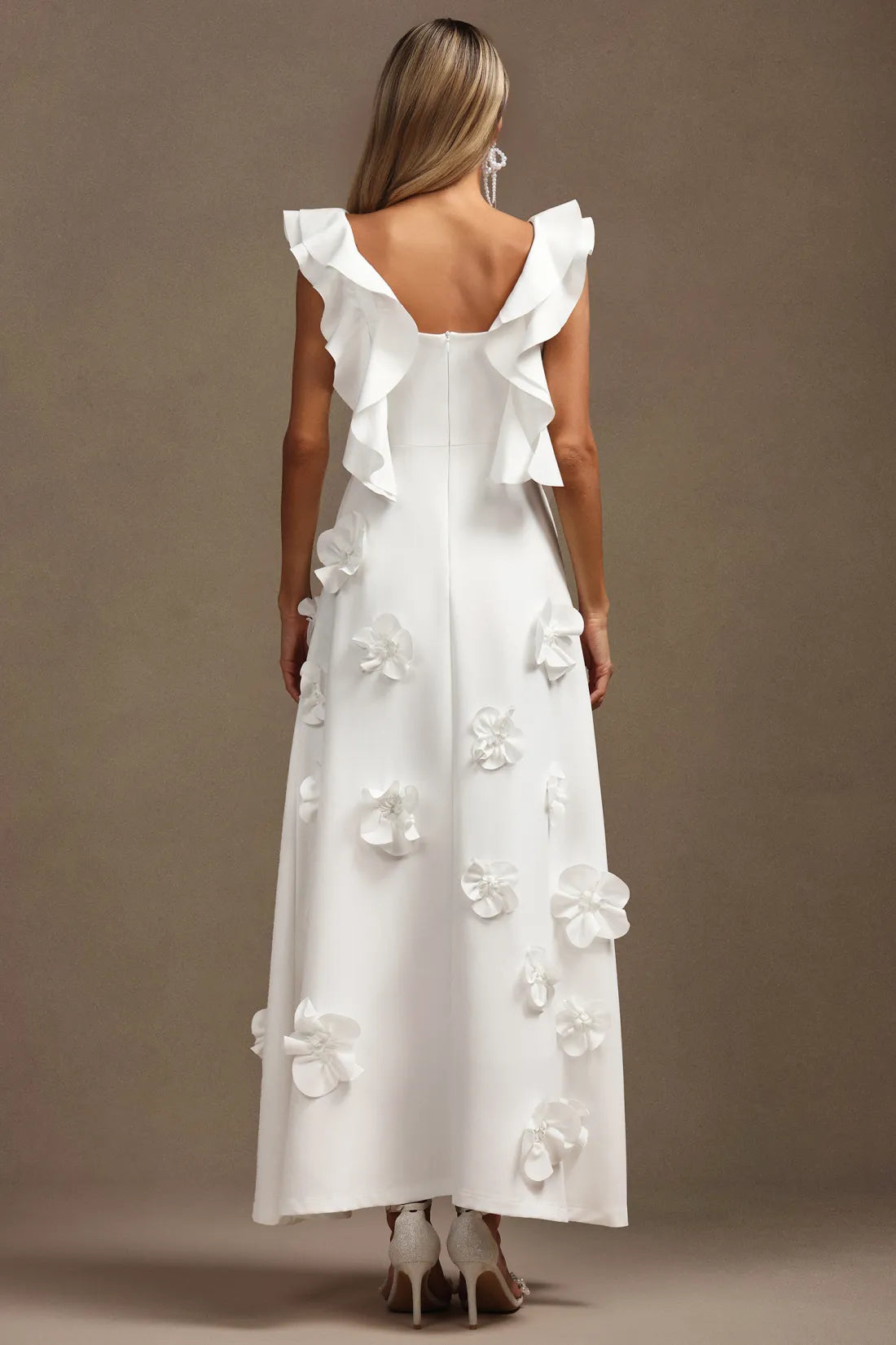 Mistrsa Halter Çiçek Katlı Uzun Elbise