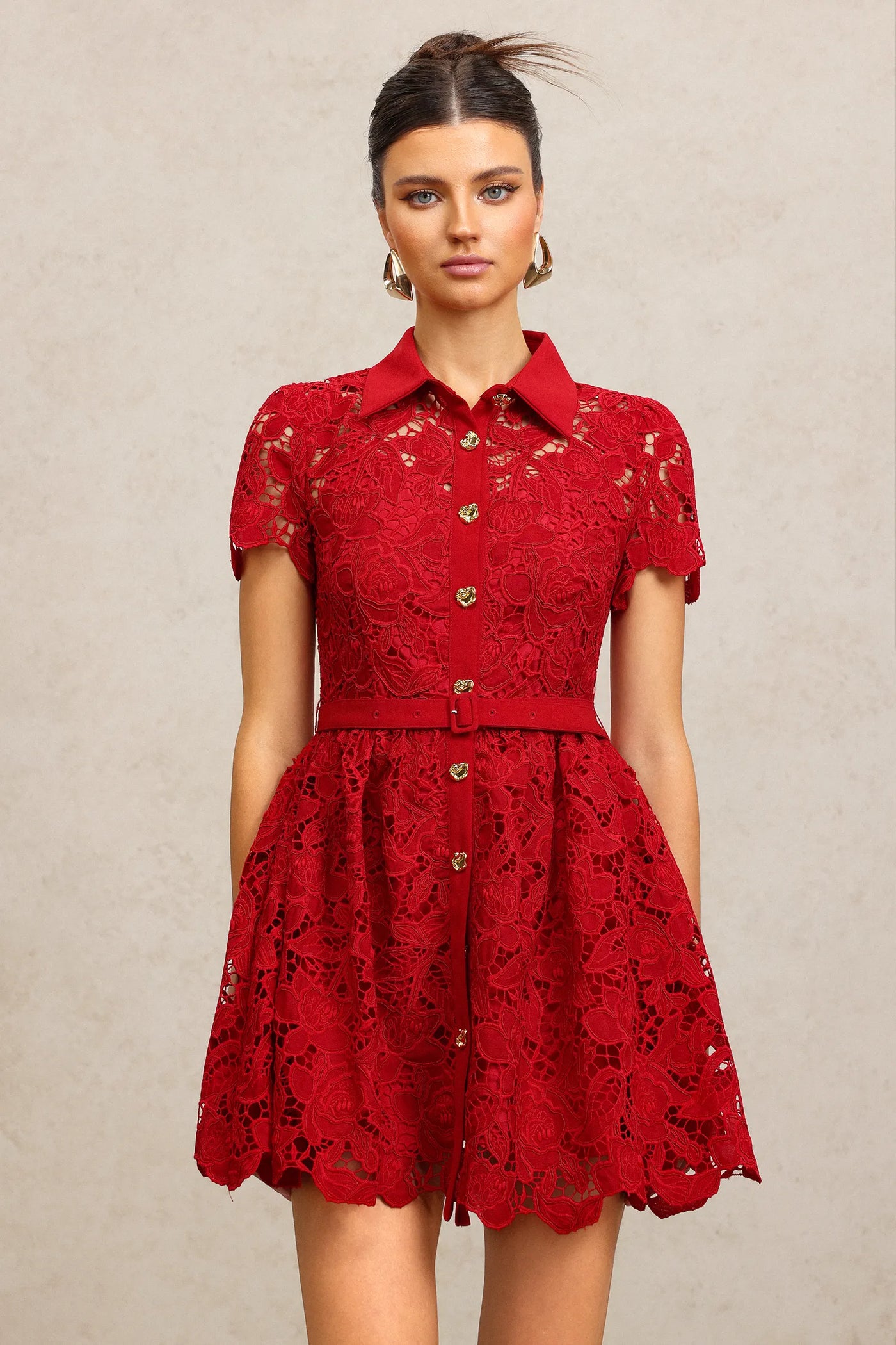 Unica Yaka Dantel Mini Elbise