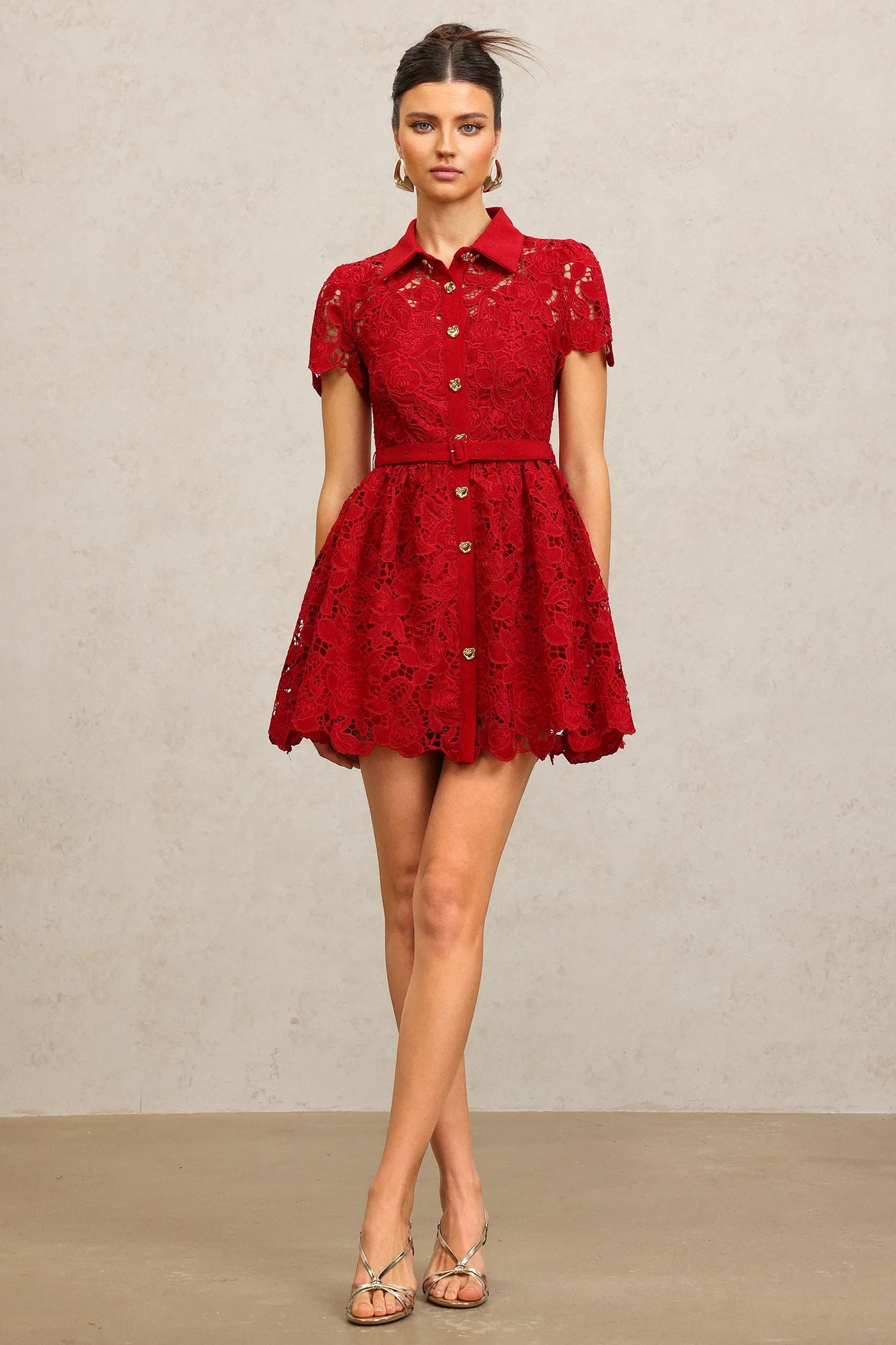 Unica Yaka Dantel Mini Elbise