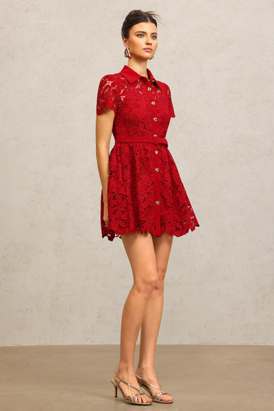 Unica Yaka Dantel Mini Elbise