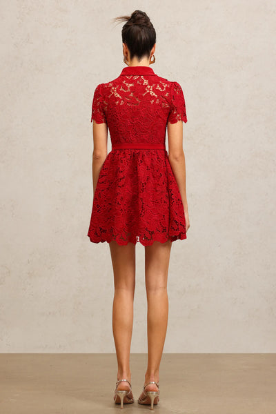 Unica Yaka Dantel Mini Elbise