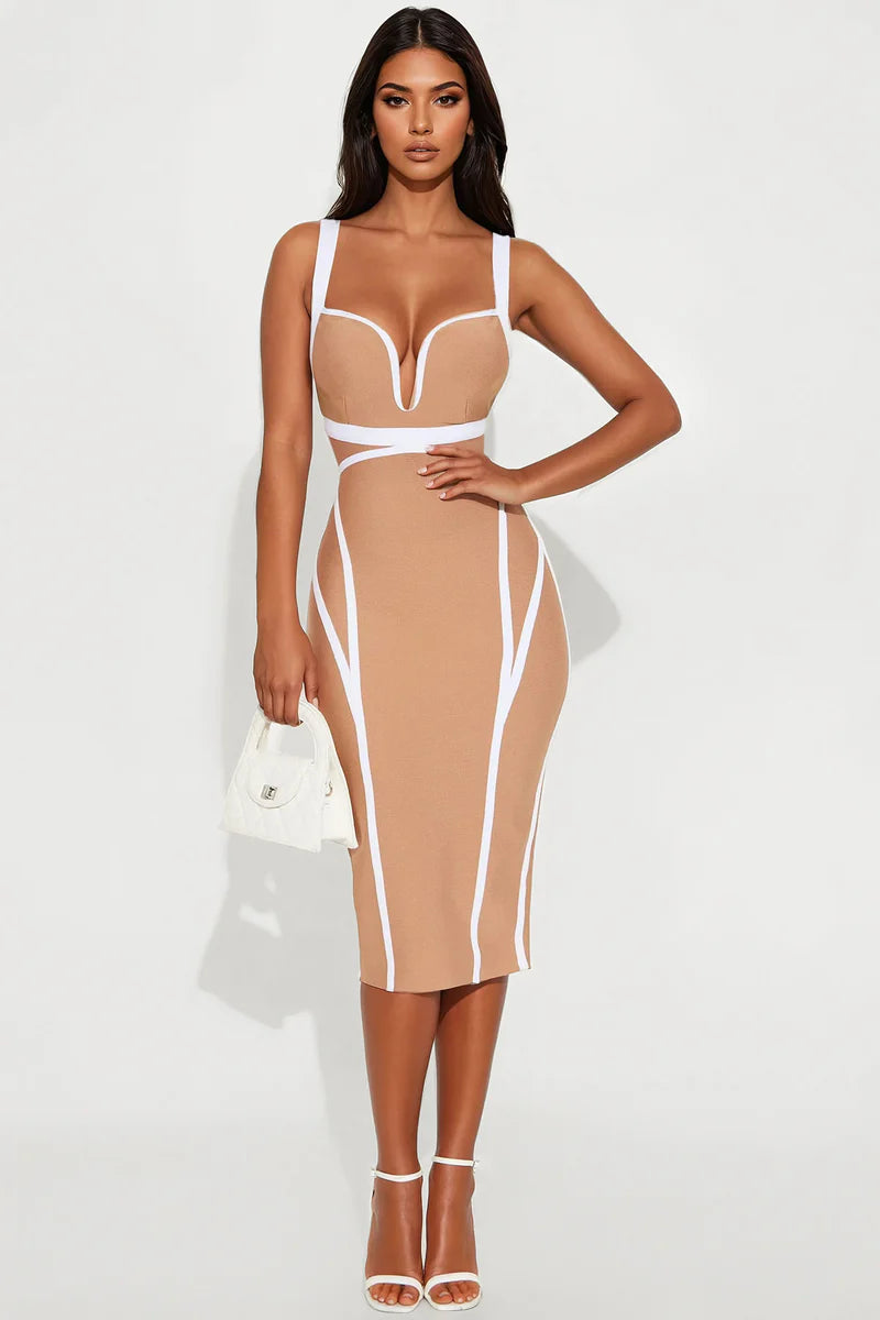 High Aspirations  Taupe Bandaj Midi Elbise