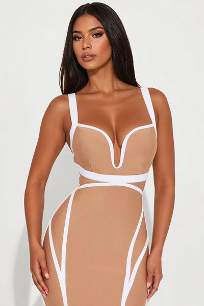 High Aspirations  Taupe Bandaj Midi Elbise