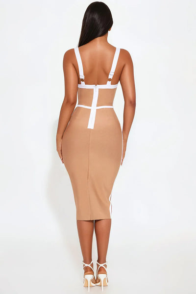 High Aspirations  Taupe Bandaj Midi Elbise