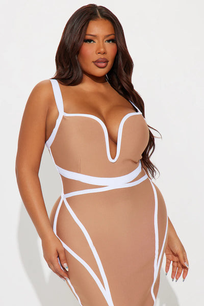 High Aspirations  Taupe Bandaj Midi Elbise