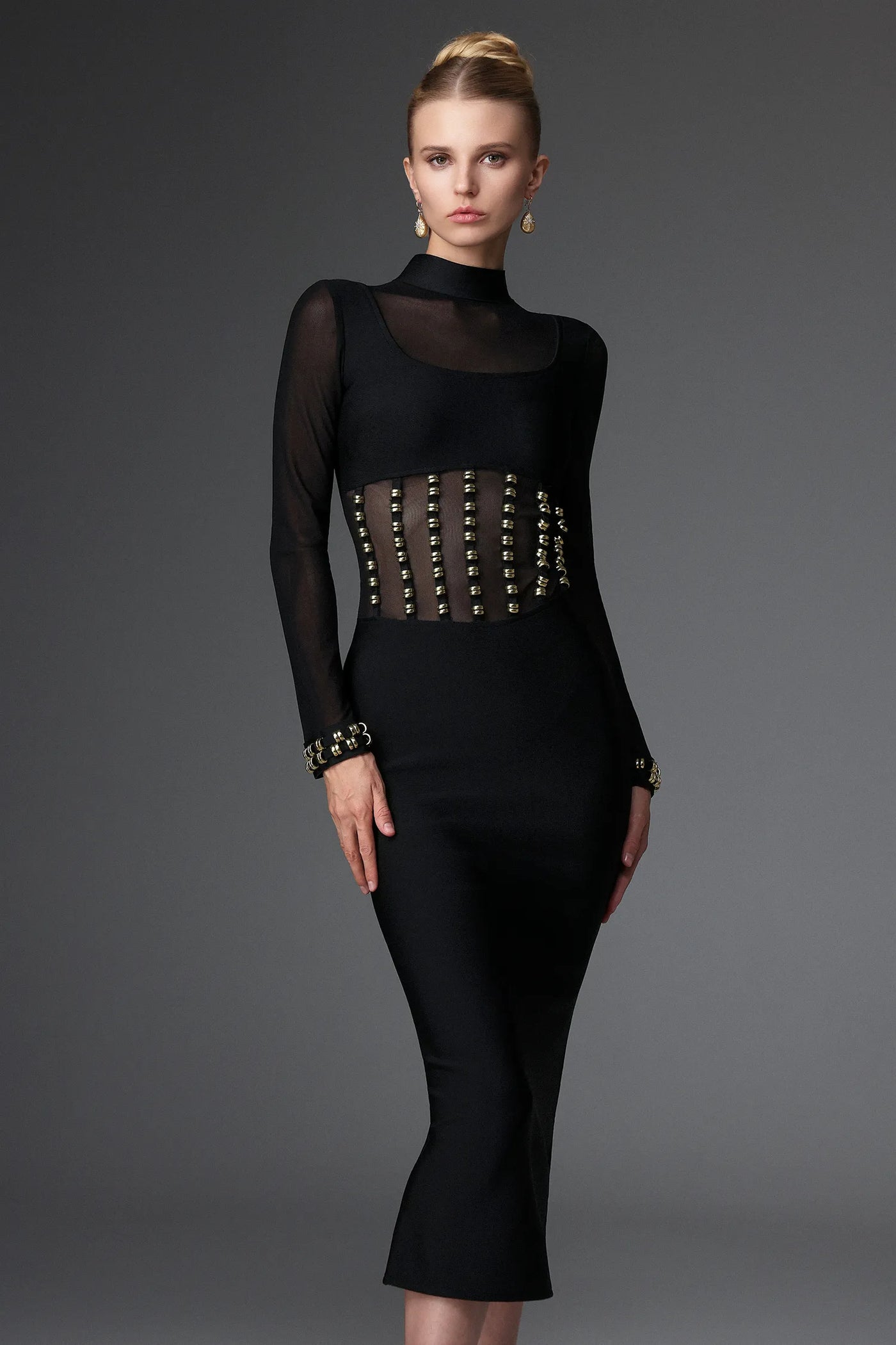 Eirene File Bandaj Uzun Elbise