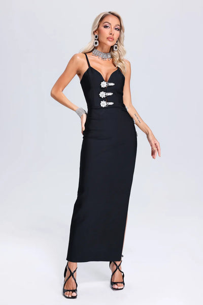 Zerasa Yüksek Yırtmaçlı Bandaj Uzun Elbise