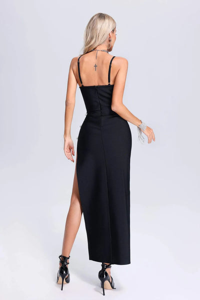 Zerasa Yüksek Yırtmaçlı Bandaj Uzun Elbise